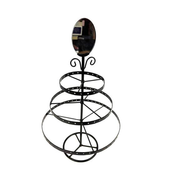 Unbranded Accessories - Metal Table Jewelry Organizer Earring Holder With Mirror Spinning